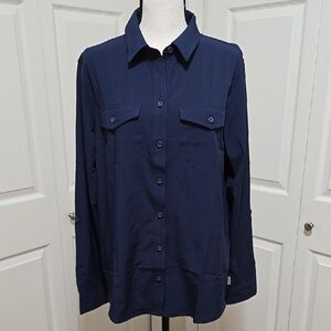 NWT Eddie Bauer Departure Shirt Blue Button Down Shirt Medium